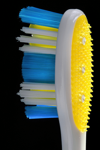 Close up of a tooth brush head